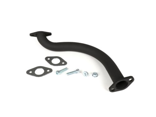 Kipufogó gyűjtőcső BGM PRO Ř30mm Vespa banán PV125, ET3 nagyfuratú gyűjtőcső alkalmas Piaggio, Faco és Sito banán kipufogóhoz acél, fekete színű.