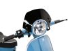 Szélvédő fekete tartóval Moto Nostra w=340mm, h=105mm Vespa PX80, PX125, PX150, PX200, LML 125/150 Star/Stella fekete színű