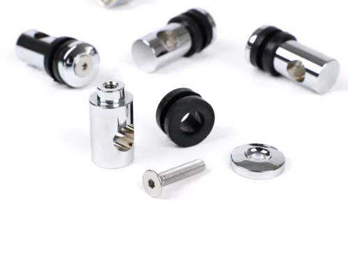 Tartókonzol szélvédőhöz Moto Nostra w=340mm, h=105mm Vespa PX80, PX125, PX150, PX200, T5 Classic, LML 125/150 Star/Stella krómozott