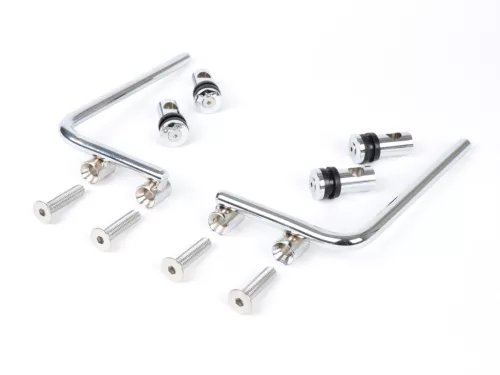 Tartókonzol szélvédőhöz Moto Nostra w=340mm, h=105mm Vespa PX80, PX125, PX150, PX200, T5 Classic, LML 125/150 Star/Stella krómozott