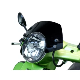   Szélvédő fekete konzolokkal Moto Nostra w=340mm, h=105mm Vespa GT, GTL, GTS, GTS Super 125-300cc fekete színezett üveggel