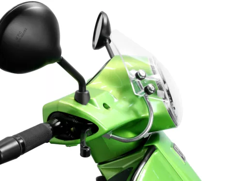 Szélvédő krómozott konzolokkal Moto Nostra w=340mm, h=105mm Vespa GT, GTL, GTS, GTS, GTS Super 125-300ccm átlátszó üveggel