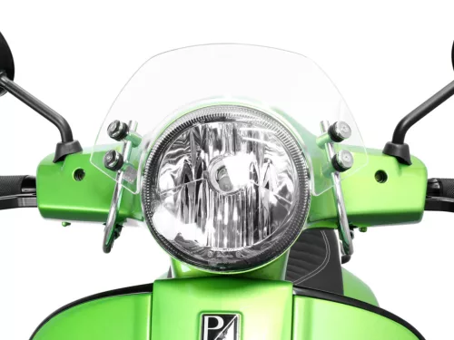 Szélvédő krómozott konzolokkal Moto Nostra w=340mm, h=105mm Vespa GT, GTL, GTS, GTS, GTS Super 125-300ccm átlátszó üveggel