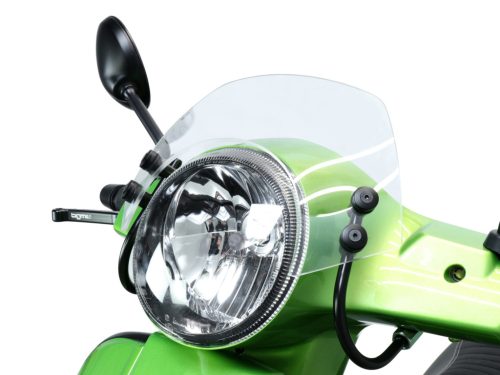 Szélvédő fekete konzolokkal Moto Nostra w=340mm, h=105mm Vespa GT, GTL, GTS, GTS Super 125-300cc átlátszó üveggel