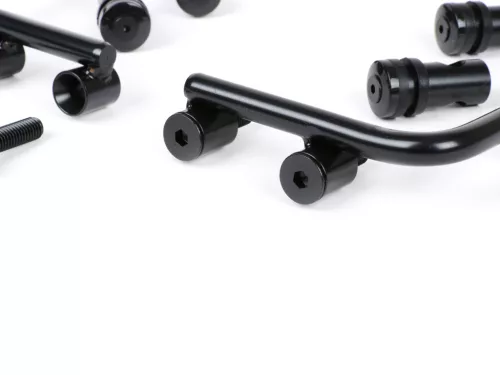 Tartókonzol szélvédőhöz Moto Nostra w=340mm, h=105mm Vespa PX80, PX125, PX150, PX200, LML 125/150 Star/Stella fekete