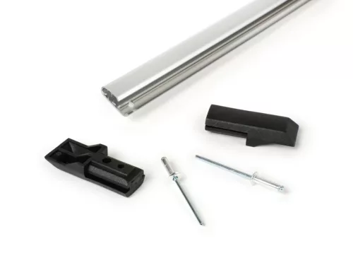 Peremvédő, beleértve a lépcsősín végdarabok készletét BGM Original Vespa PK S, PK S Lusso, PK SS, PK ETS műanyag ezüst