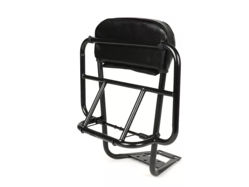 Csomagtartó háttámlával, háttámlapárnával inkl. hátpárna Moto Nostra V2 Vespa PX80, PX125, PX150, PX200 fekete