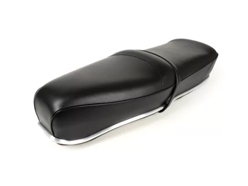 Ülés BGM PRO Pegasus alumínium díszítéssel és pajzzsal Lambretta LI, LI S, SX, TV, DL, GP fekete