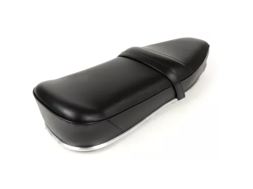 Ülés BGM PRO Pegasus alumínium díszítéssel és pajzzsal Lambretta LI, LI S, SX, TV, DL, GP fekete