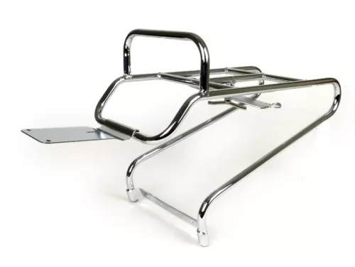 Hátsó csomagtartó Moto Nostra vízszintes pótkeréktartó Vespa PX80, PX125, PX150, PX200 krómozott