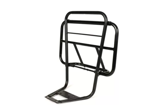 Csomagtartó háttámlával Moto Nostra V2 Vespa PX80, PX125, PX150, PX200 fekete színben