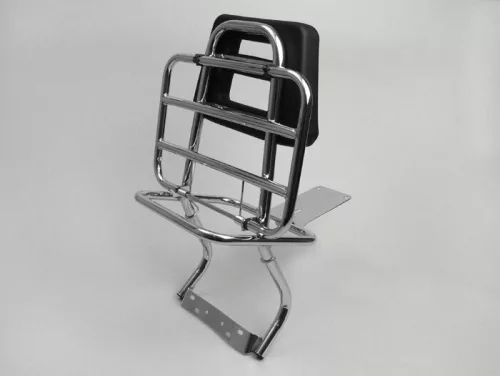 Csomagtartó hátsó támlával Moto Nostra Vespa PX80, PX125, PX150, PX200 króm