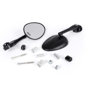   Tükörkészlet Moto Nostra 1405, alumínium CNC, ovális, kormányvégek fekete matt