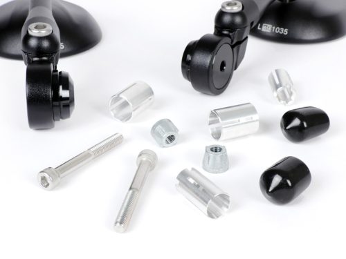 Tükörkészlet Moto Nostra 1405, alumínium CNC, ovális, kormányvégek fekete matt