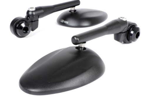 Tükörkészlet Moto Nostra 1405, alumínium CNC, ovális, kormányvégek fekete matt