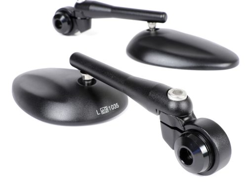 Tükörkészlet Moto Nostra 1405, alumínium CNC, ovális, kormányvégek fekete matt