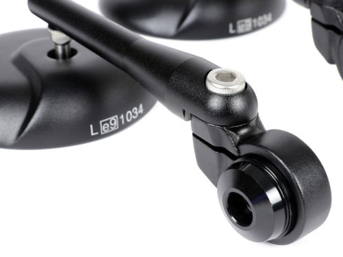 Tükörkészlet Moto Nostra 1406, alumínium CNC, kerek, kormányvégek fekete matt