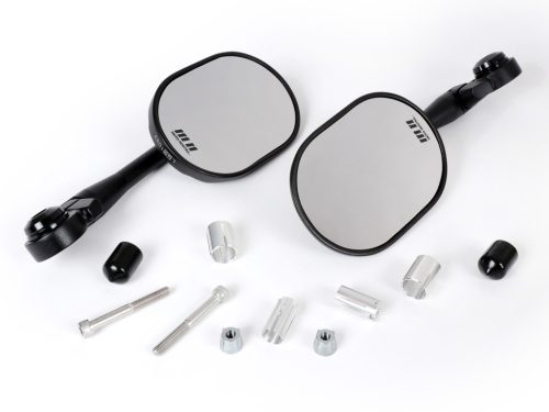 Tükörkészlet Moto Nostra 1404, alumínium CNC, kormányvégek fekete matt, kormányvégek fekete matt