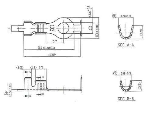 Kábelsaru gyűrűs fűzőlyuk 3,5mm Ř=0,5-1,0mm˛ 10db.