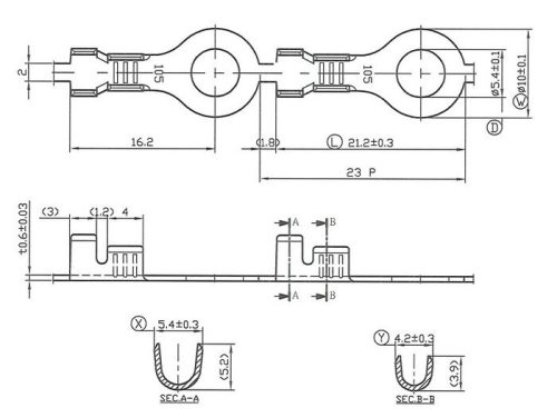 Kábelfülek gyűrűs fűzőlyuk 5,7mm Ř=1,0-1,5mm˛ 10db.