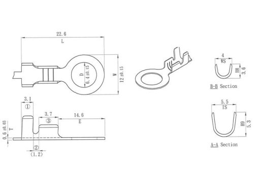 Kábelsaru gyűrűs szem 6,5mm Ř=1,0-1,5mm˛ 10db.