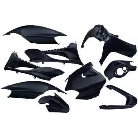   Burkolatszett EDGE 9-alkatrészes fekete metálfényű az MBK Mach G, Yamaha Jog R, Jog RR 50ccm 2T modellekhez.