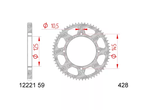 AFAM hátsó lánckerék 59 fog 428-as lánchoz - Yamaha XVS 125, XVS 250
