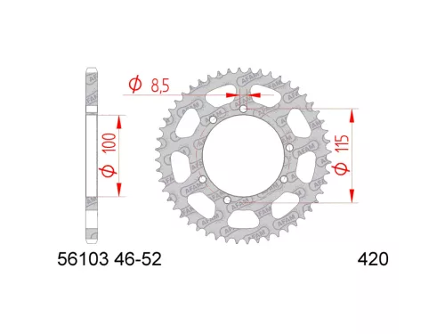 AFAM hátsó lánckerék 46 fog 420-as lánchoz - Gilera Surfer, Zulu, MH Furia, Peugeot XP
