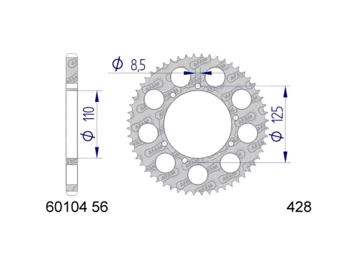 AFAM hátsó lánckerék 56 fog 428-as lánchoz - HRD Sonic Enduro, Supermotard