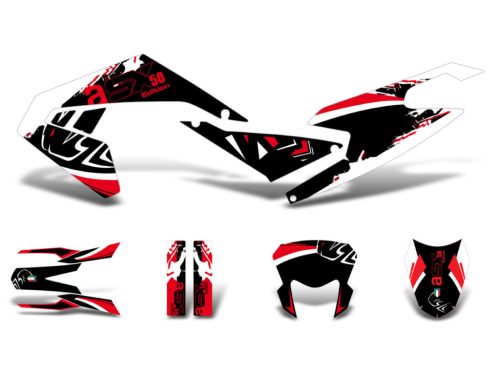 Matrica / matrica készlet fekete-fehér-piros fényes Aprilia SX50 2018- Euro4-hez