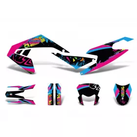   Dekoráció / Matricakészlet fekete-rózsaszín-kék fényes Aprilia SX50 2018- Euro4-hez