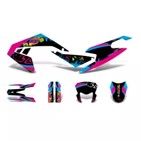   Dekoráció / Matricakészlet fekete-rózsaszín-kék fényes Aprilia RX50 2018- Euro4-hez