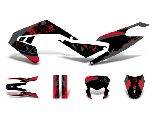 Dekor / matricakészlet fekete-piros-szürke matt Aprilia RX50 2018- Euro4-hez