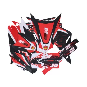   Matrica / matrica készlet fekete-fehér-piros matt Derbi Senda DRD 11-17-hez