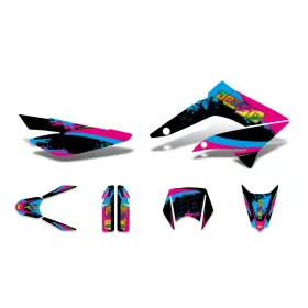   Dekoráció / Matricakészlet fekete-rózsaszín-kék fényes Derbi Senda DRD 11-17-hez