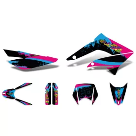   Díszítő / matricakészlet fekete-rózsaszín-kék matt Gilera SMT 11-17-hez