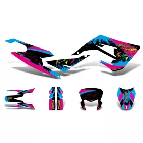   Dekoráció / Matricakészlet fekete-rózsaszín-kék matt Gilera RCR 50 2018-hez