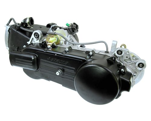 Motor komplett hosszú blokk - hátsó dobfék, 835mm hajtószíj - GY6 125/150cc 152/157QMI/QMJ