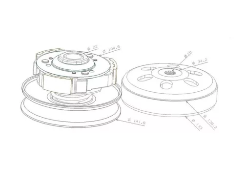 Kuplung, kontrasztrugó és szíjtárcsa szett kuplungharanggal - Kymco Agility, Super 8, Movie, Like, DJ