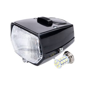   Fényszóró szögletes fekete LED kapcsolóval Puch Maxi mopedhez