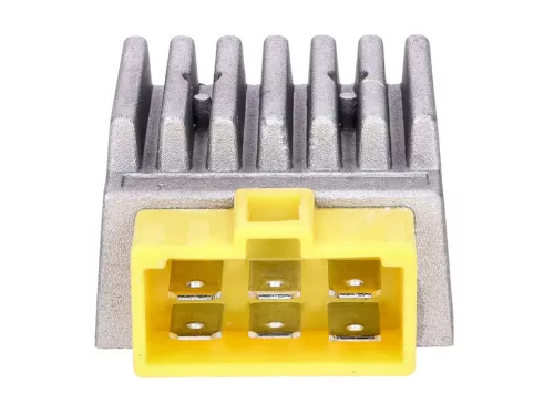 Szabályozó / egyenirányító villogó egységgel, sárga dugó Derbi Senda, GPR, Aprilia RX, SX 50, Gilera RCR számára