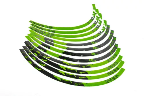 12 colos Stage6 zöld / fekete felnik matrica készlet