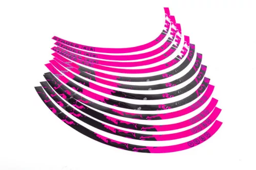 12 colos rózsaszín/fekete Stage6 felni matrica készlet