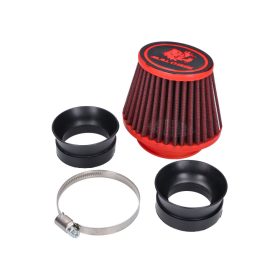   Malossi Red Filter E18 Racing 42 / 50 / 60mm egyenes piros-fekete légszűrő Dellorto PHBH, Mikuni, Keihin karburátorokhoz