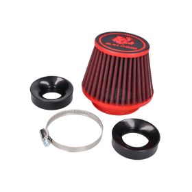   Malossi Red Filter E18 Racing 60mm egyenes légszűrő, menettel, piros-fekete, PHBG 15-21, PHBL 20-26 karburátorokhoz