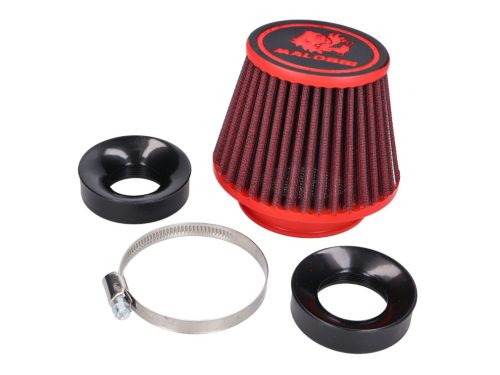 Malossi Red Filter E18 Racing 60mm egyenes légszűrő, menettel, piros-fekete, PHBG 15-21, PHBL 20-26 karburátorokhoz