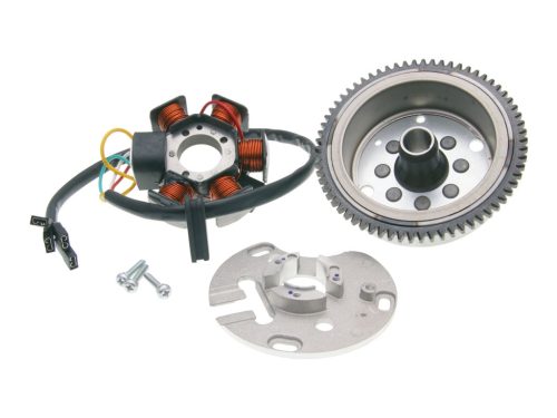 OEM generátor állórész (gyújtásalaplap) + forgórész (lendkerék) - Piaggio/Derbi D50B0 motorblokkokhoz (elektromos önindítóval)