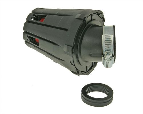 28-35mm 45° piros verseny légszűrő, fekete légszűrőházzal