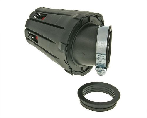 39-45mm 45° piros verseny légszűrő, fekete légszűrőházzal