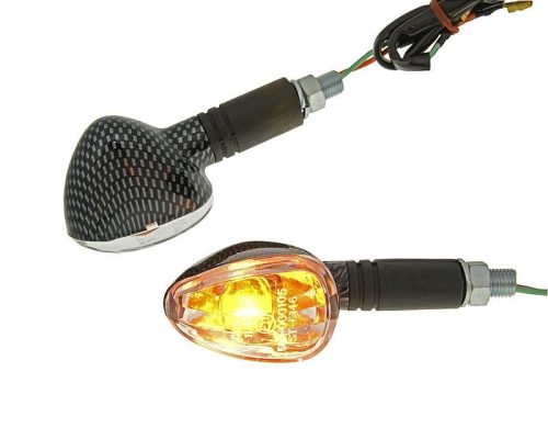 Index / irányjelző szett M10 menetes karbon, átlátszó, hosszú verzió